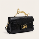 Lucerra Panther Handle Bag – Croc-Embossed Luxe Crossbody Clutch