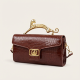 Lucerra Panther Handle Bag – Croc-Embossed Luxe Crossbody Clutch