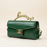 Lucerra Panther Handle Bag – Croc-Embossed Luxe Crossbody Clutch