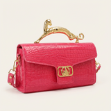 Lucerra Panther Handle Bag – Croc-Embossed Luxe Crossbody Clutch