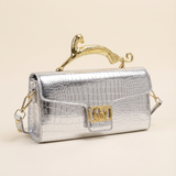 Lucerra Panther Handle Bag – Croc-Embossed Luxe Crossbody Clutch